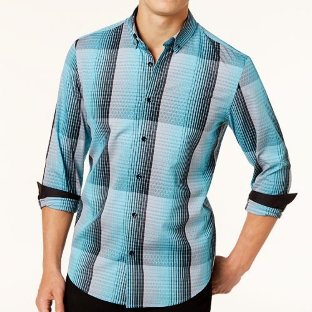 Alfani men's diamond plaid shirt